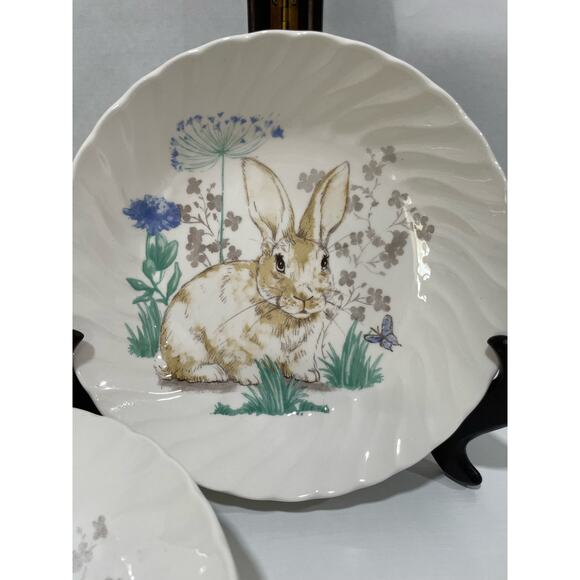 Royal Wessex Set of 6 Bunny Rabbit in Meadow 9" Pasta Bowls Serving - Picture 2 of 7
